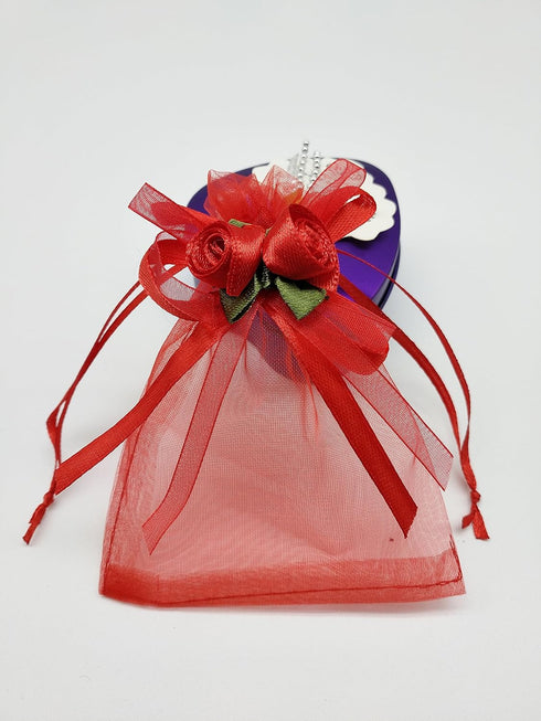 50pcs Sheer Organza Favor Bags - 3.8x4.8'' Gift Bags for Wedding Samples Display, Drawstring (Hot Red)