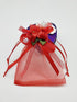 50pcs Sheer Organza Favor Bags - 3.8x4.8'' Gift Bags for Wedding Samples Display, Drawstring (Hot Red)