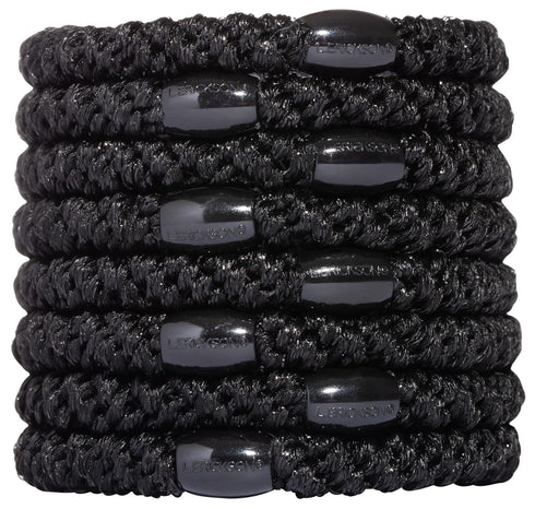 L. Erickson Pony Hair Ties, Black, 8 Pack, No Damage Hair Accessories for Women