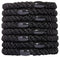 L. Erickson Pony Hair Ties, Black, 8 Pack, No Damage Hair Accessories for Women