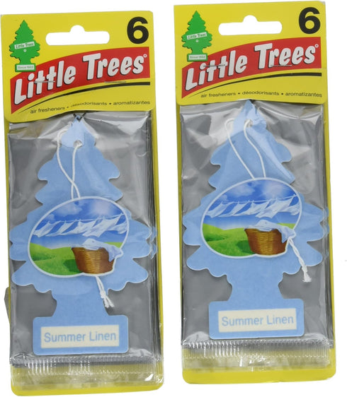 Little Trees Air Freshener, Cardboard Hanging, Home & Office, Summer Linen (Pack of 12)