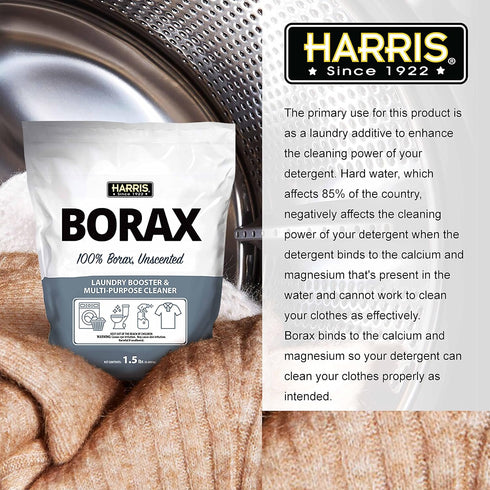 HARRIS 1.5lb Borax Powder Hard Water Laundry Booster and Powerful Multi-Purpose Cleaner, (Unscented)