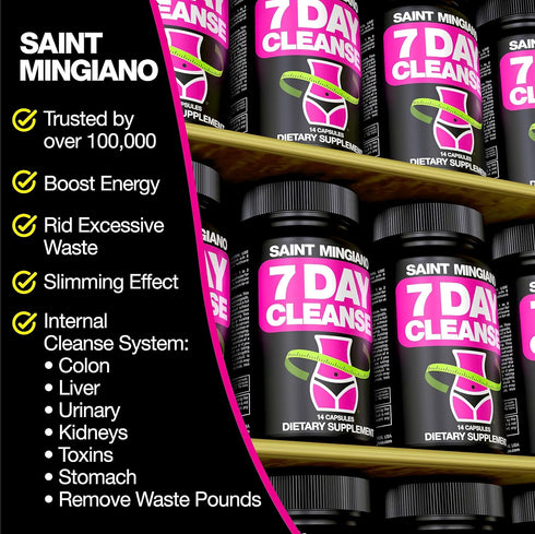 7 Day Cleanse Program, Colon Detox with Natural Laxative for Constipation & Bloating, Extra-Strength Senna Leaf
