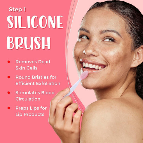 6-in-1 Lip Care Kit with Lip Sleeping Mask, Silicone Brush, Sugar Scrub, Sheet Mask for Luscious, Soft Lips