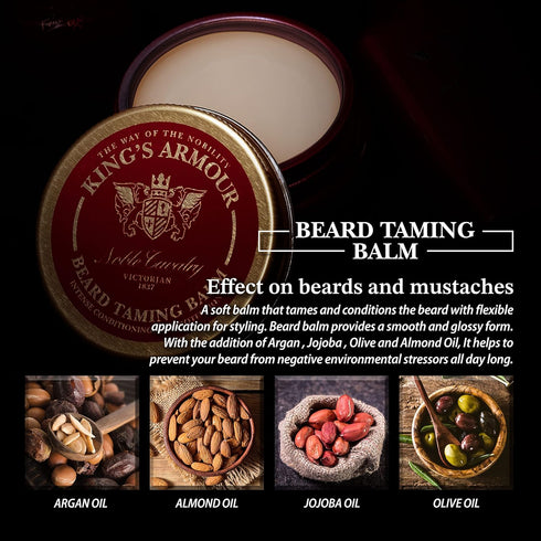 King’s Armour Beard Balm (1.69 oz) – Natural Beard Balm for Men with Argan, Jojoba, Softens and Grooms Beards