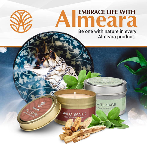 Sage & Palo Soy Wax Smudge Candles for Home Energy Cleansing, Aromatherapy, Meditation & Manifestation Gifts