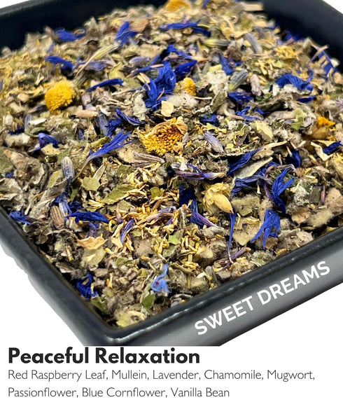 Smoke & Brew - Sweet Dreams Blend for Relaxation and Sleep - Caffiene Free Tea and Smoke Blend - Organic and Wildcrafted Herbs
