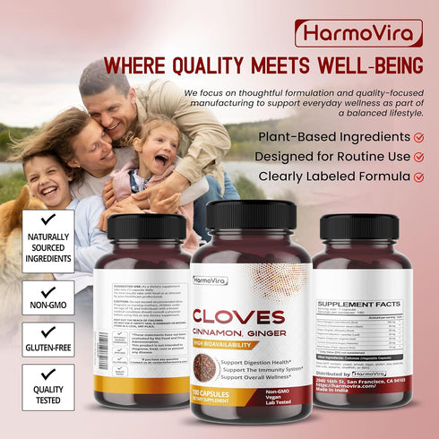 HarmoVira Immunity 180 Liposomal Cloves Supplement with Cinnamon, Ginger, Turmeric, Oregano & Black Pepper Support