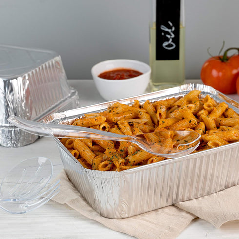 Plasticpro Disposable Plastic Serving Utensils Set of 4, Clear Heavyweight Salad Spoons and Forks