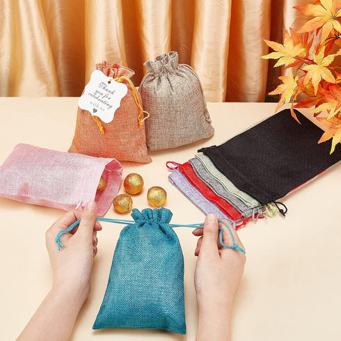 PH PandaHall 10pcs 5x7'' Burlap Bags with Drawstring - Advent Calendar Bag Gift Sachets, Jewelry Pouches, Sacks for