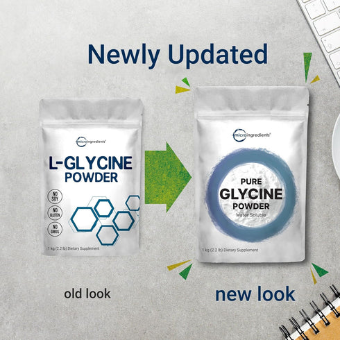Micro Ingredients Glycine Powder, 1KG (2.2 Pounds), 1000mg Per Serving, Supports Restful Sleep, USA Product