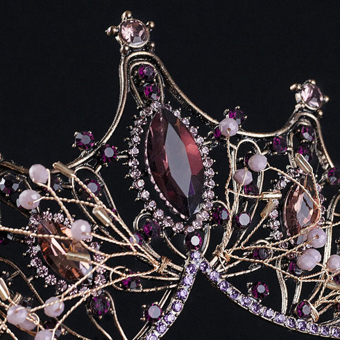 Vintage Baroque Queen Crowns, Purple Gothic Tiara for Women, Quinceanera Tiaras for Cosplay
