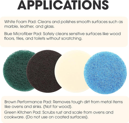 16pcs Power Scrubber Pad Set Compatible with Dremel Versa PC10 Ruby Horsepower Electric Cleaning Tool