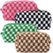 4Pcs Checkered Makeup Bag for Women, Knitted Small Cosmetic Pouch, Cute Aesthetic Travel Toiletry Organizer