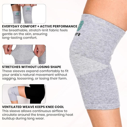 Remore Bamboo Charcoal Knee Sleeve - Bamboo Compression Knee Sleeve for Men and Women Meniscus Tear, Sports, Joint Pain