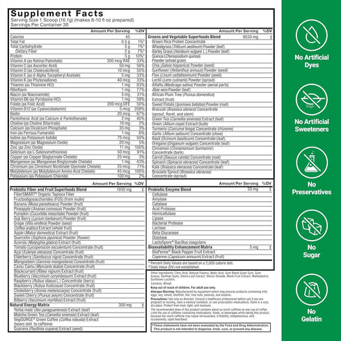 FORCE FACTOR Smarter Greens Superfoods + Energy Powder, Plant-Based Caffeine, Probiotics, 30 Servings