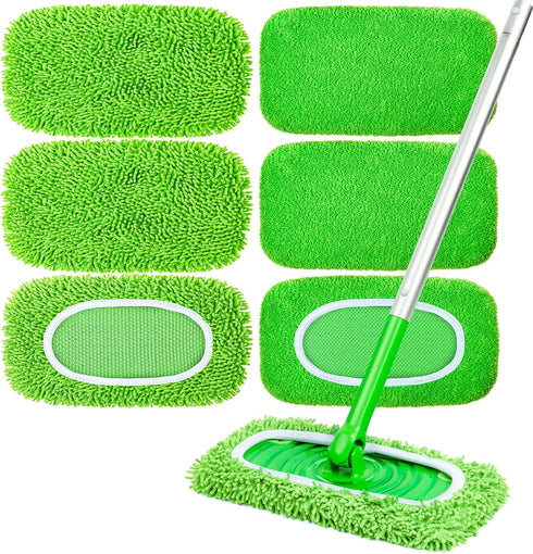 NXPPYY 6-Pack Reusable Microfiber Mop Pads Compatible with Swiffer Sweeper, Dry & Wet