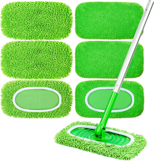 NXPPYY 6-Pack Reusable Microfiber Mop Pads Compatible with Swiffer Sweeper, Dry & Wet