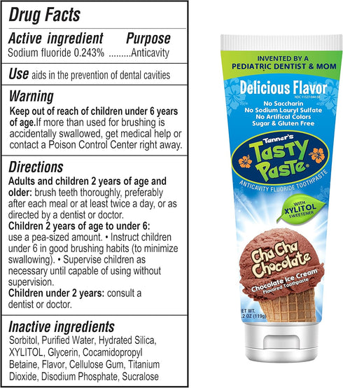 Tanner's Tasty Paste 4.2 oz. Cha Cha Chocolate Anti-Cavity Fluoride Toothpaste