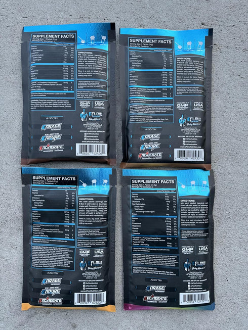 eFlow Nutrition Whey Protein Sample Variety - Isolate Protein Powder Samples, Low Calorie, Travel Packs (4 Pack)