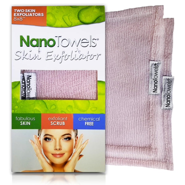 Nano Towels Skin Exfoliating Cleanser | Personal Microdermabrasion Face Wash, Body Scrub Cloth & Pore Toner | 2