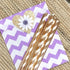 Rose Gold Solid and Stripe Foil Paper Straws, 7.75 Inches, 50 Pack by Outside the Box Papers