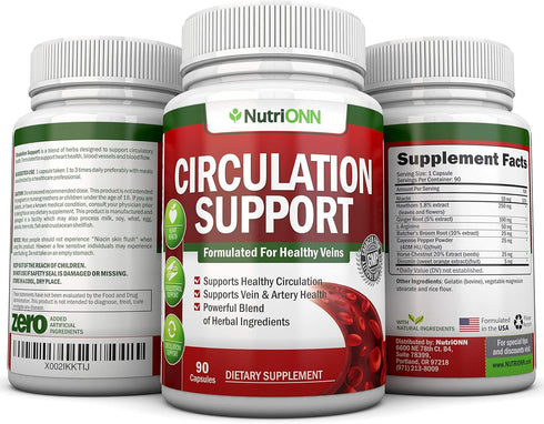 Blood Circulation Support - Herbal Supplement for Healthy Blood Flow, Promotes Leg Comfort with Natural Ingredients
