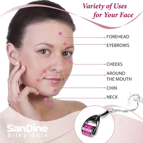 Microneedle Skin Roller - 540 Micro Needle Skin Care System - Titanium for Silky Smooth Skin - FREE E-Book