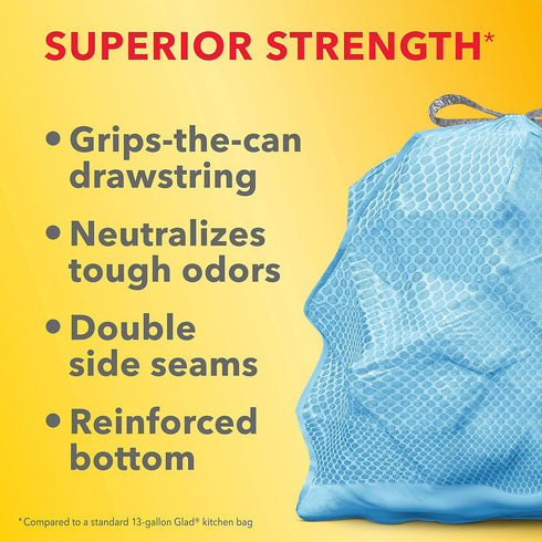 Glad ForceFlex MaxStrength Tall Kitchen Trash Bags | 13 Gal | Beachside Breeze | 90 Ct | Pack May Vary