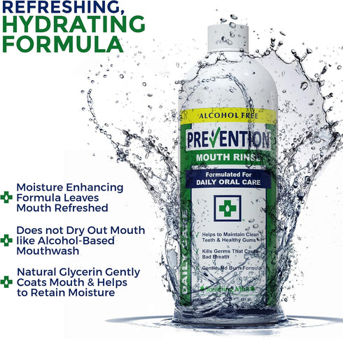 Prevention Daily Care Alcohol Free Mouthwash, Hydrogen Peroxide, Gum Care, Teeth Whitening, 16 oz, 2 Pack