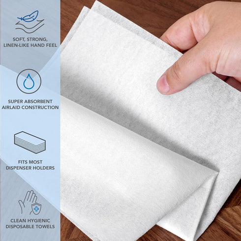 Pack 100 12 17 4 8 Arkwright Disposable Linen Replacement Napkins - of - Strong, Soft Cloth-Like Guest Table Hand