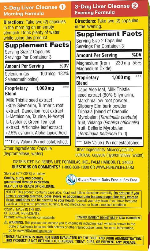 Renew Life Cleanse, Adult, 3-Day Liver Cleanse, Dietary Supplement, 2-Part Program