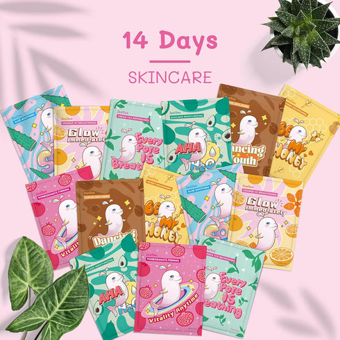 ZealSea Sheet Mask Skin Care (Pack of 14), Hydrate, Brighten, Moisturize for All Skin Types