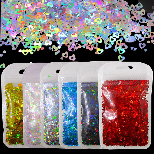 LoveOurHome 60g Valentine Holographic Heart Chunky Glitter - Resin Accessories Craft Supplies for Nail Art Decor