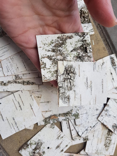 30pcs Natural Birch Bark Sheets 1.96"x2.36" for Gifts, Product Wrapping, or Decorating