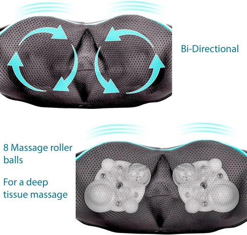 InvoSpa Deep Kneading Neck and Back Massager with Heat - Electric Full Body Relaxation Pillow