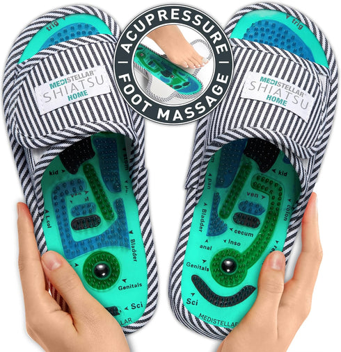 Shiatsu Home Acupressure Massage Slippers for Plantar Fasciitis, Acupuncture Foot Massager for Pain Relief & Muscle