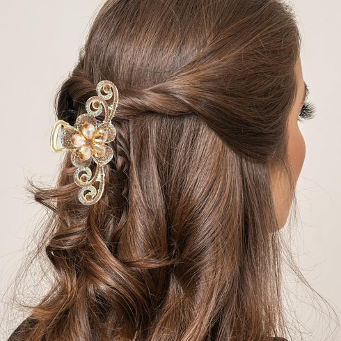 Rhinestone Hair Claw Clips, Vintage Alloy Fancy Jaw Clips for Large Hair Accessories