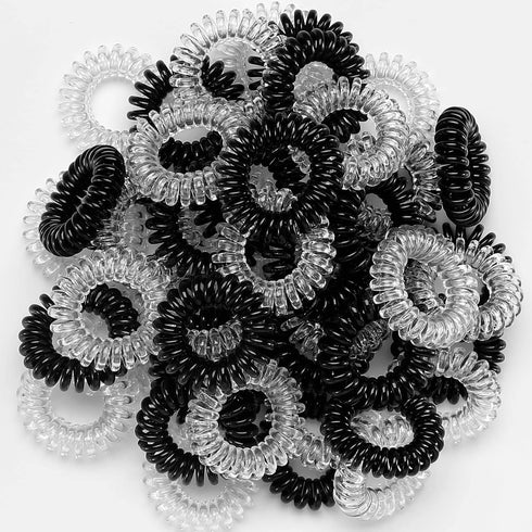 TailaiMei 30 Pcs Spiral Hair Ties, No Crease Coil Phone Cord Hair Ties for Thick Hair, Women Ponytail Holder
