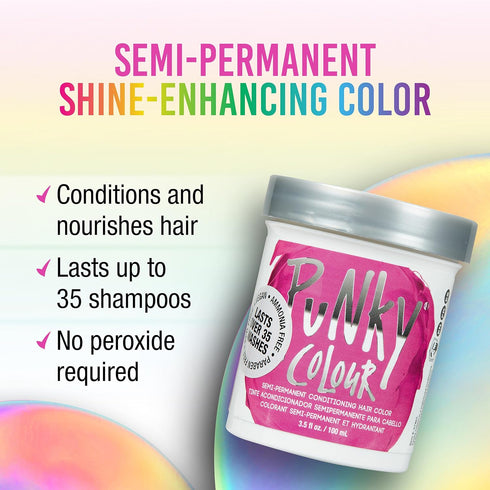 Punky Flamingo Pink Semi-Permanent Hair Color, 3.5 oz, Conditioning Vegan Hair Dye, Non-Damaging Formula