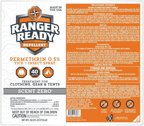 Ranger Ready Permethrin Spray for Clothes and Outdoor Gear, 24 fl oz Insect & Tick Repellent