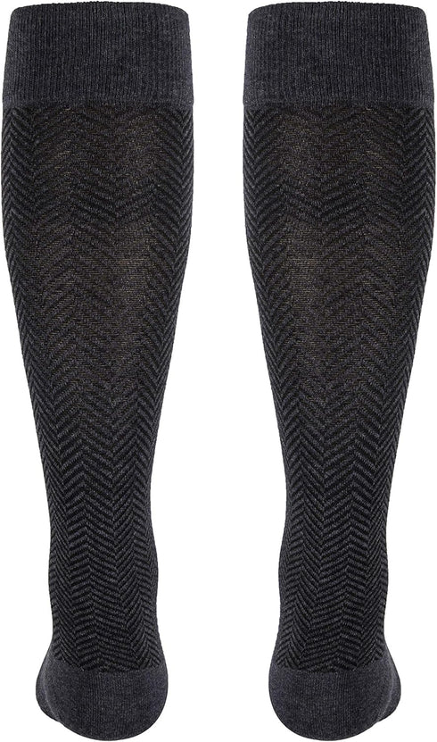 TOUCH Compression 15-20 mmHg, 1 Socks for Men, Herringbone, Cotton, Pair, Charcoal, X-Large