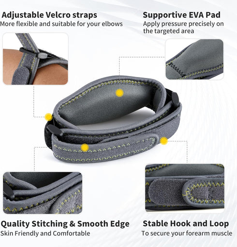 CAMBIVO 2 Pack Tennis Elbow Brace for Men & Women, Adjustable Elbow Strap with Compression Pad for Pain Relief (Dark