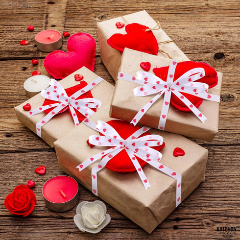 KatchOn Red Valentines Day Ribbon, 100 Yards, Heart Ribbon for Crafts, Decorations, Gift Wrapping