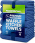 Microfiber Waffle Weave Kitchen Towels | Blue | 16 x 16 in. (6 Pack) | Absorbent, Reusable, Soft