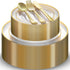 125 Piece Gold Dinnerware Party Set, Includes 50 Gold Rim Clear Plastic Plates, 25 Knives, Forks, and Spoons