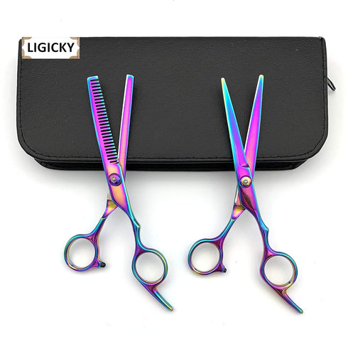 LIGICKY Professional Hair Cutting Scissors Kit, Stainless Steel Hairdressing Set, Thinning Shears for Kids