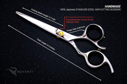 Ruvanti Left Handed Hair Cutting Scissors, 6.5” Professional Shears for Men/Women, Sharp Hairdressing/Haircutting