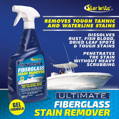 STAR BRITE Ultimate Fiberglass Stain Remover - Easy-to-Use Marine Grade Solution to Eliminate Tough Rust, Leaf