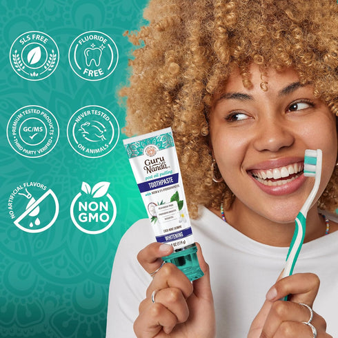 GuruNanda Daily Oral Care Bundle Hydroxyapatite Toothpaste & Coconut Oil Pulling Mouthwash for Stronger Teeth & Happier